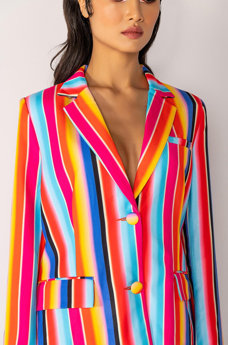 OPEN BACK MULTI STRIPE BLAZER