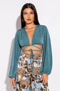 TRY HARDER TIE FRONT CROP TOP