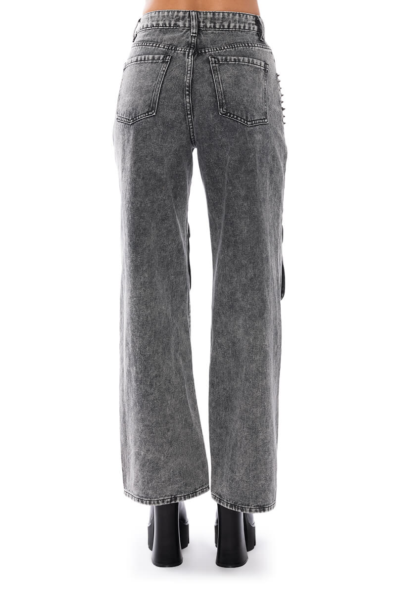 TURN IT UP STUD EMBELLISHED UTILITY JEANS