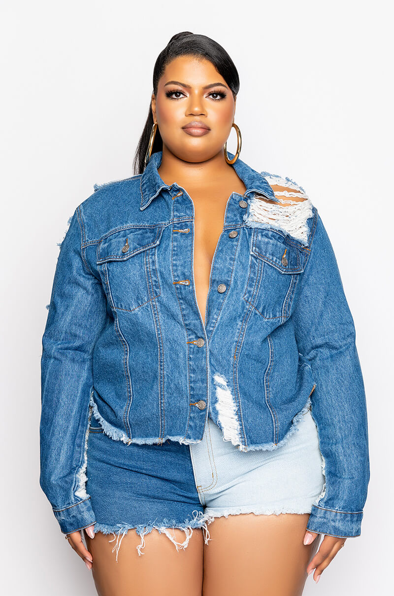 ULTRA DISTRESSED CROP DENIM JACKET