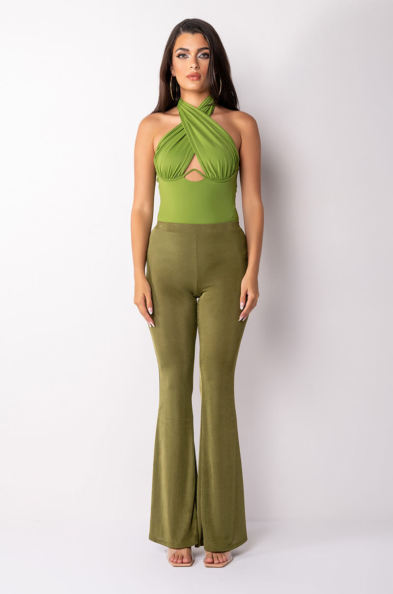 UNDENIABLE SLEEVELESS CUTOUT HALTER BODYSUIT
