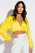 UNPROBLEMATIC LACE UP SLEEVES SATIN BLOUSE