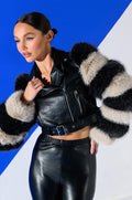 VENETA MOTO JACKET WITH FAUX FUR ARM