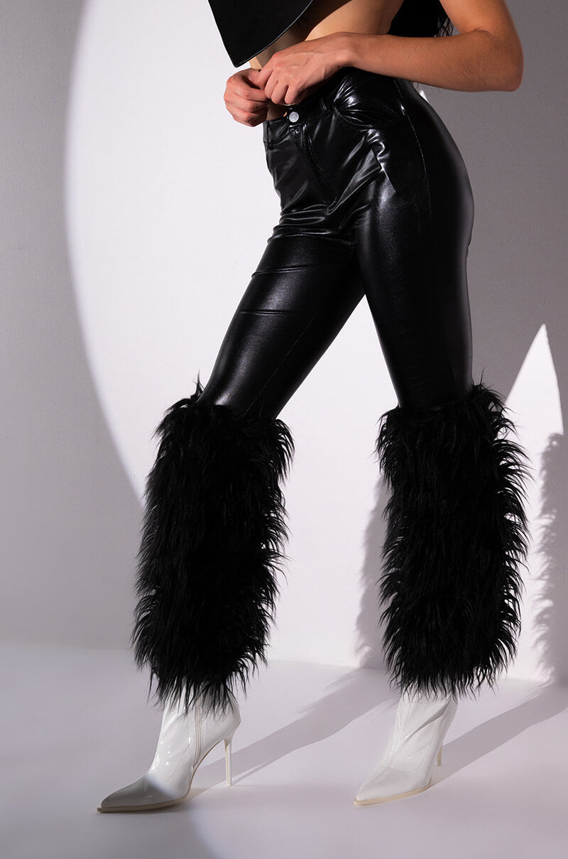 VIBE TO REMEMBER FAUX FUR VEGAN LEATHER PANT