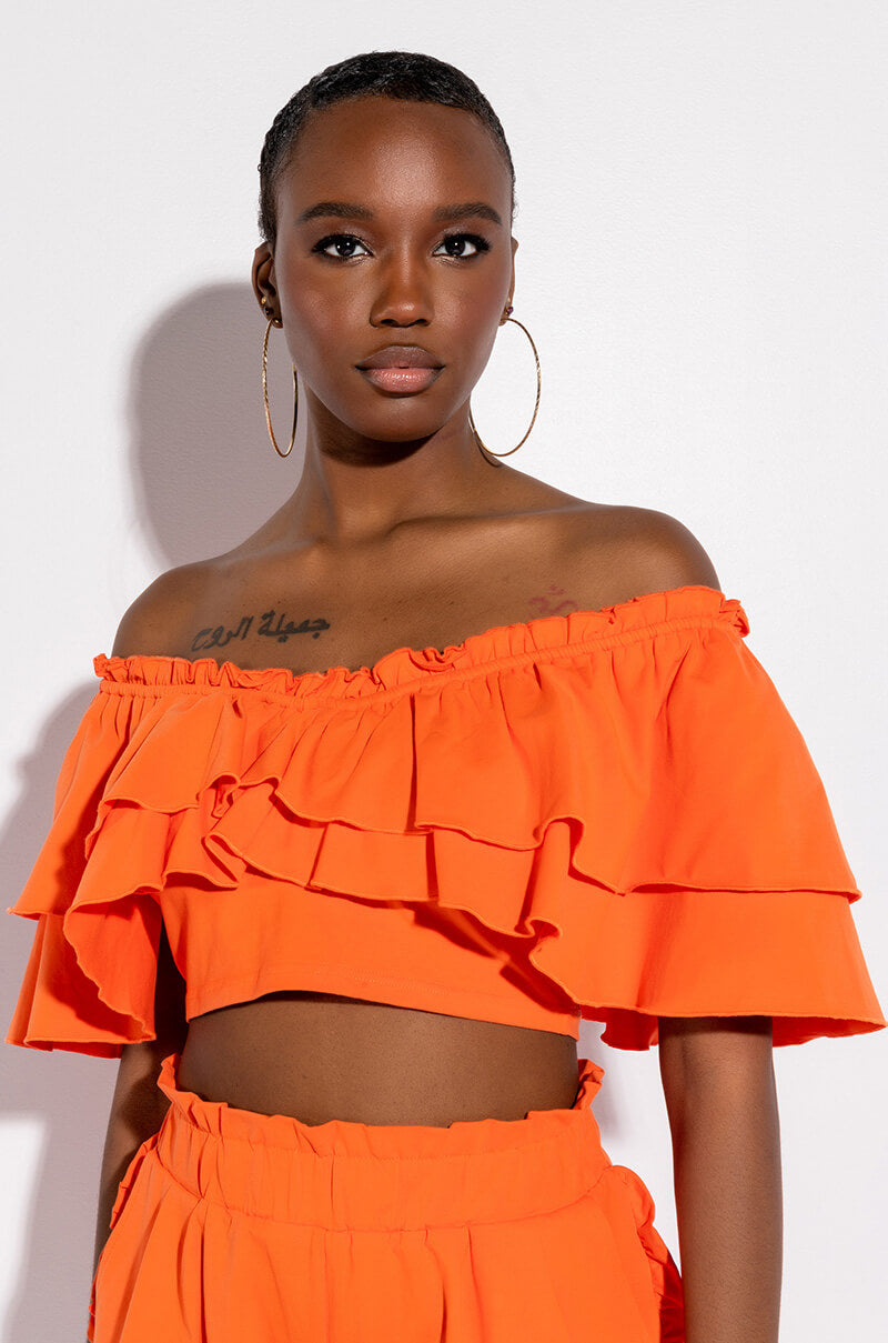 CHEYENNE RUFFLE CROP TOP