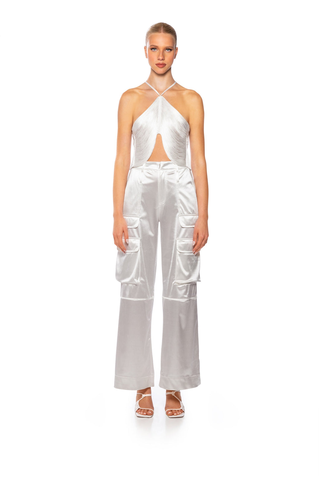 VIVIANNE FRINGE DETAIL CROP TOP IN WHITE