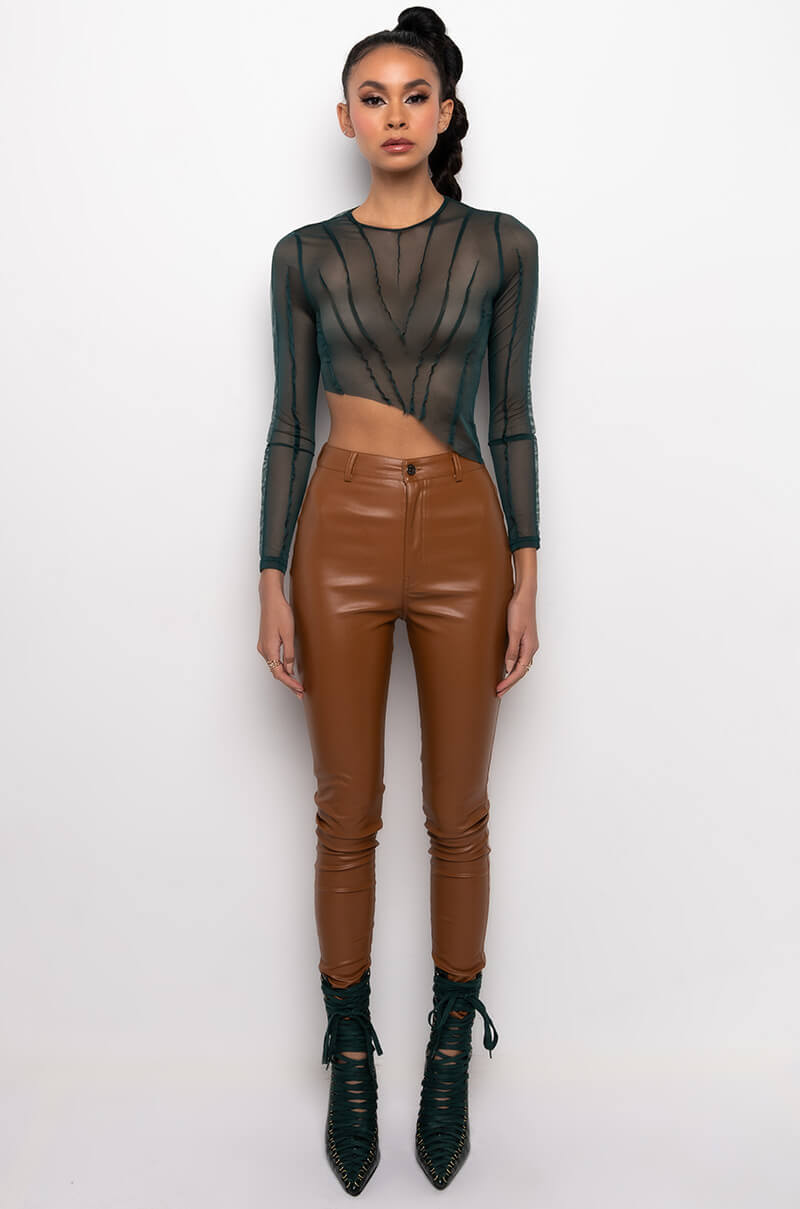 VIVID LONG SLEEVE CREW NECK MESH TSHIRT