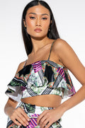 VOULEZ VOUS SATIN RUFFLE CROP TOP