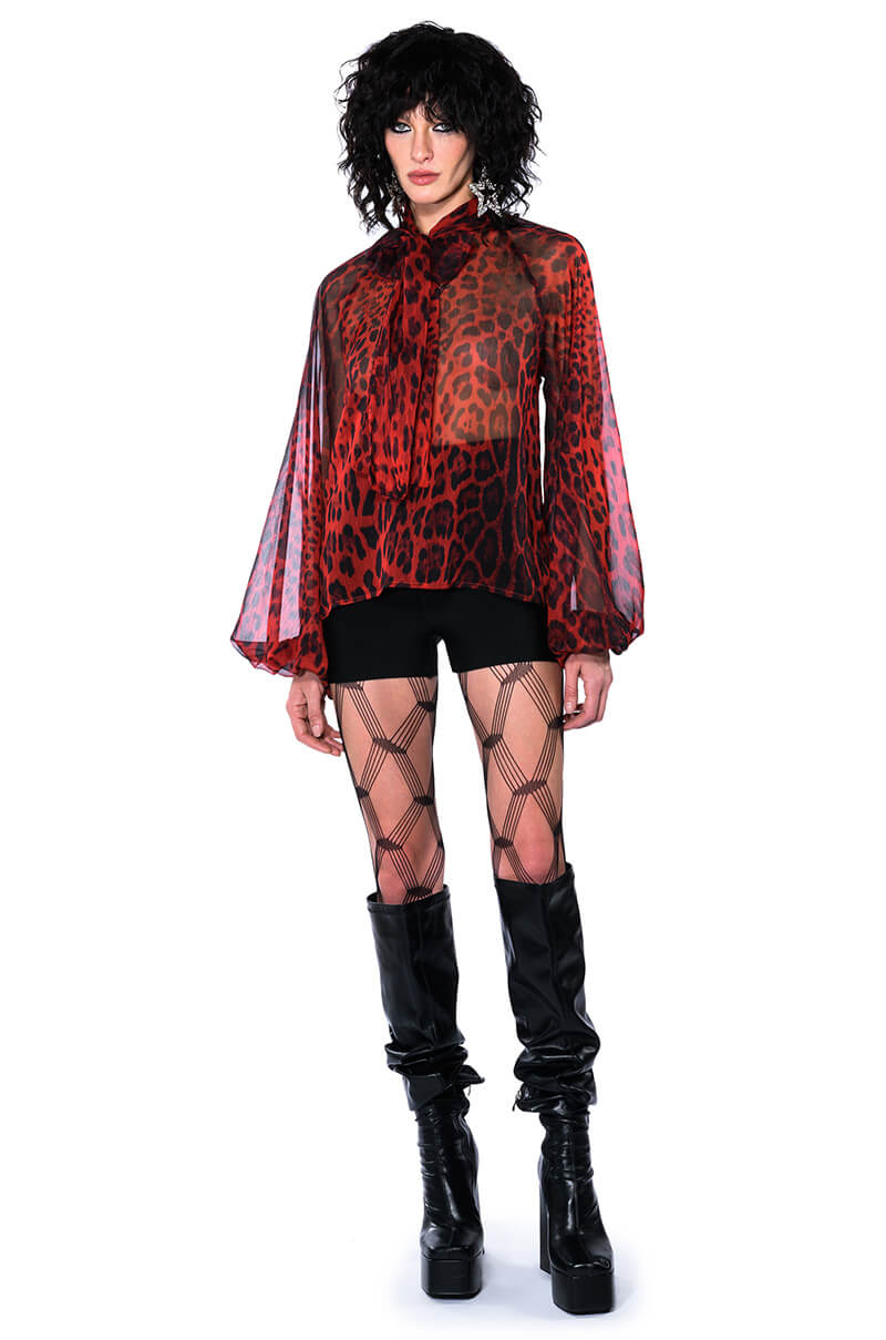 CAITLYNN TIE NECK SHEER BLOUSE