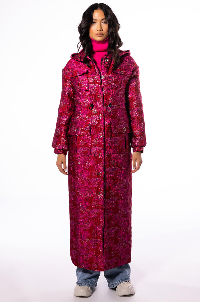 WARM IT UP JACQUARD TRENCH WITH QUILTED LINING