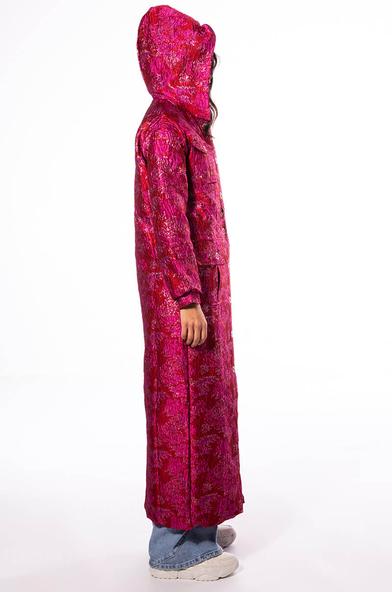 WARM IT UP JACQUARD TRENCH WITH QUILTED LINING
