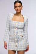 WHATS THE TEA TWEED MINI DRESS