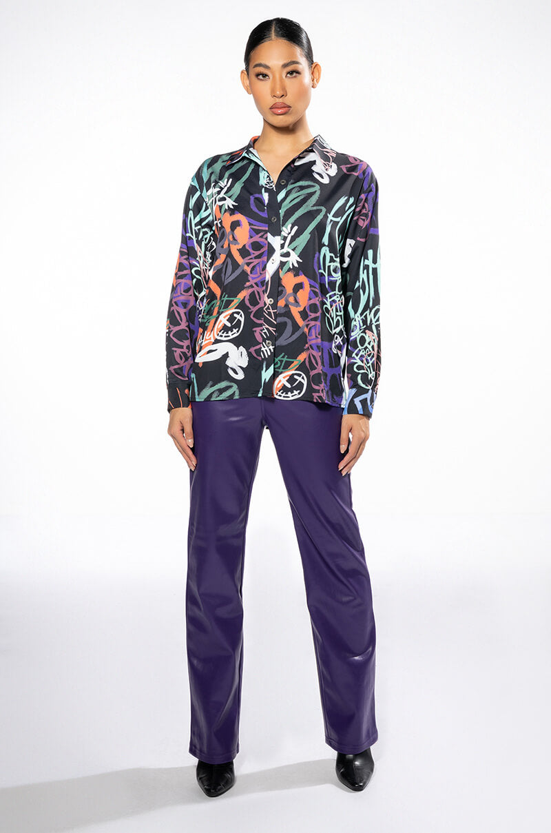 WILDER PRINTED BUTTON DOWN BLOUSE