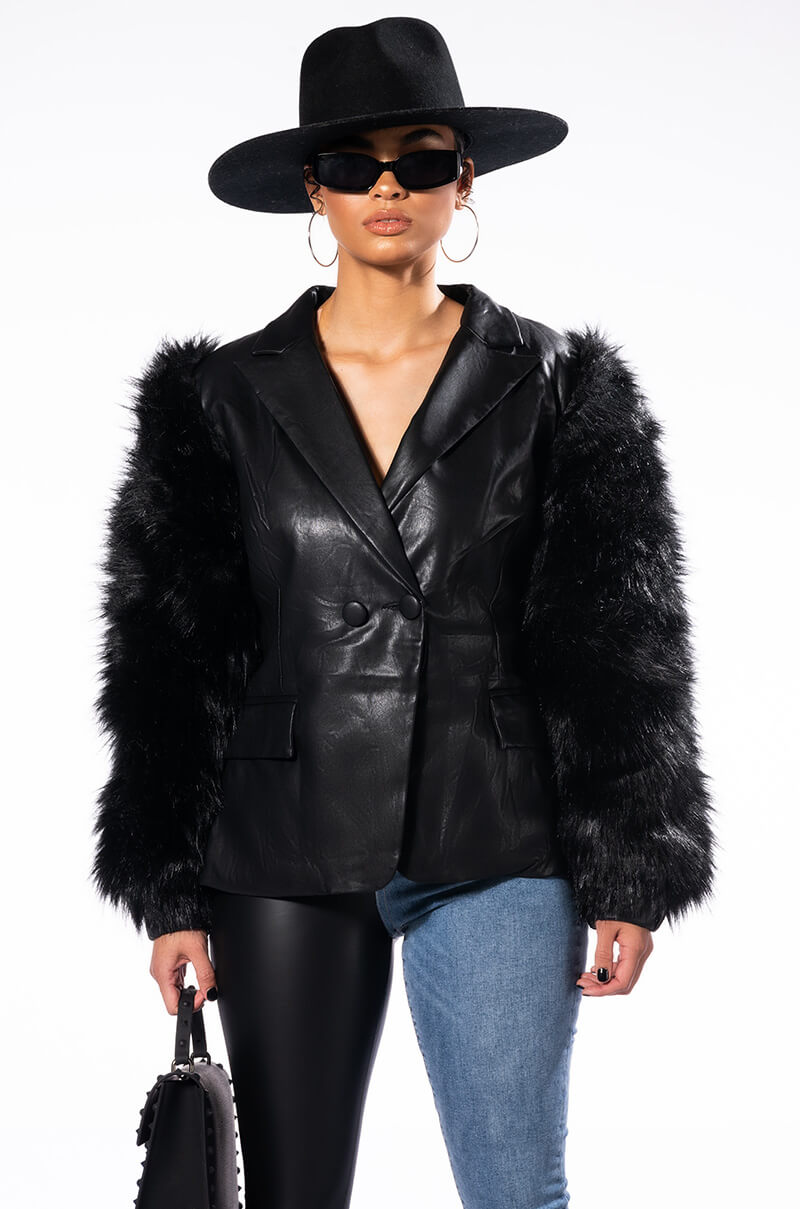 WILLOW FUR ARM PU BLAZER