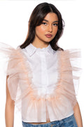 WINGIN IT RUFFLE BUTTON DOWN
