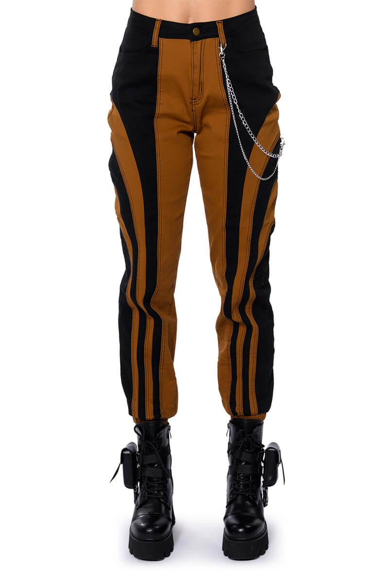 WONKA CHAIN DETAIL COLOR BLOCKED DENIM PANT