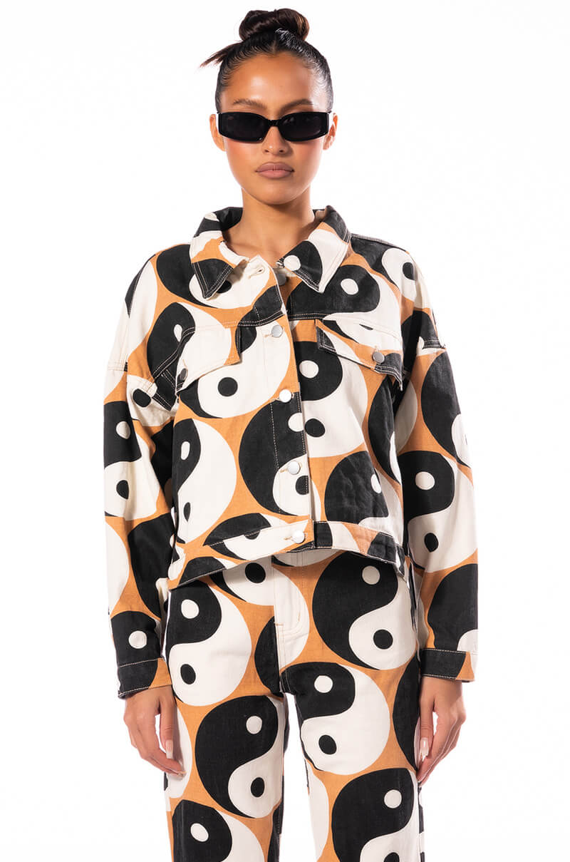 YINYANG PRINTED DENIM JACKET