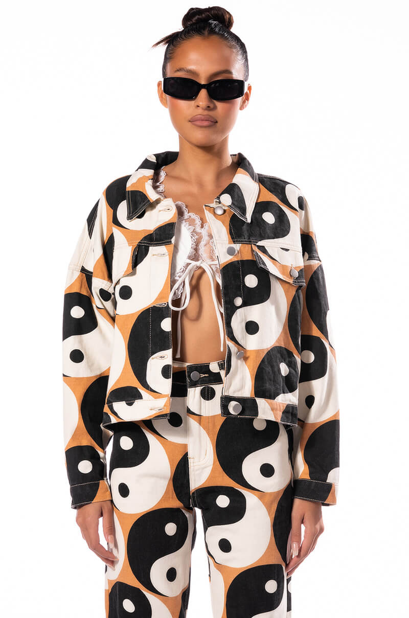 YINYANG PRINTED DENIM JACKET