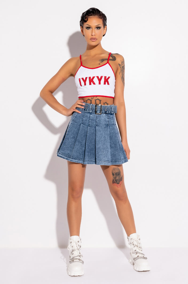 YOU KNOW YOU KNOW EMBELLISHED CROP TOP