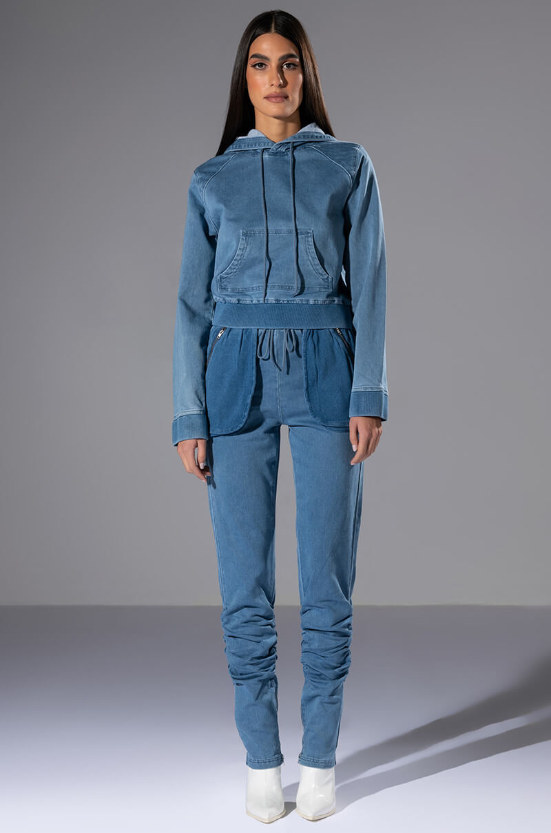 YOU OUGHTA KNOW DENIM HOODIE