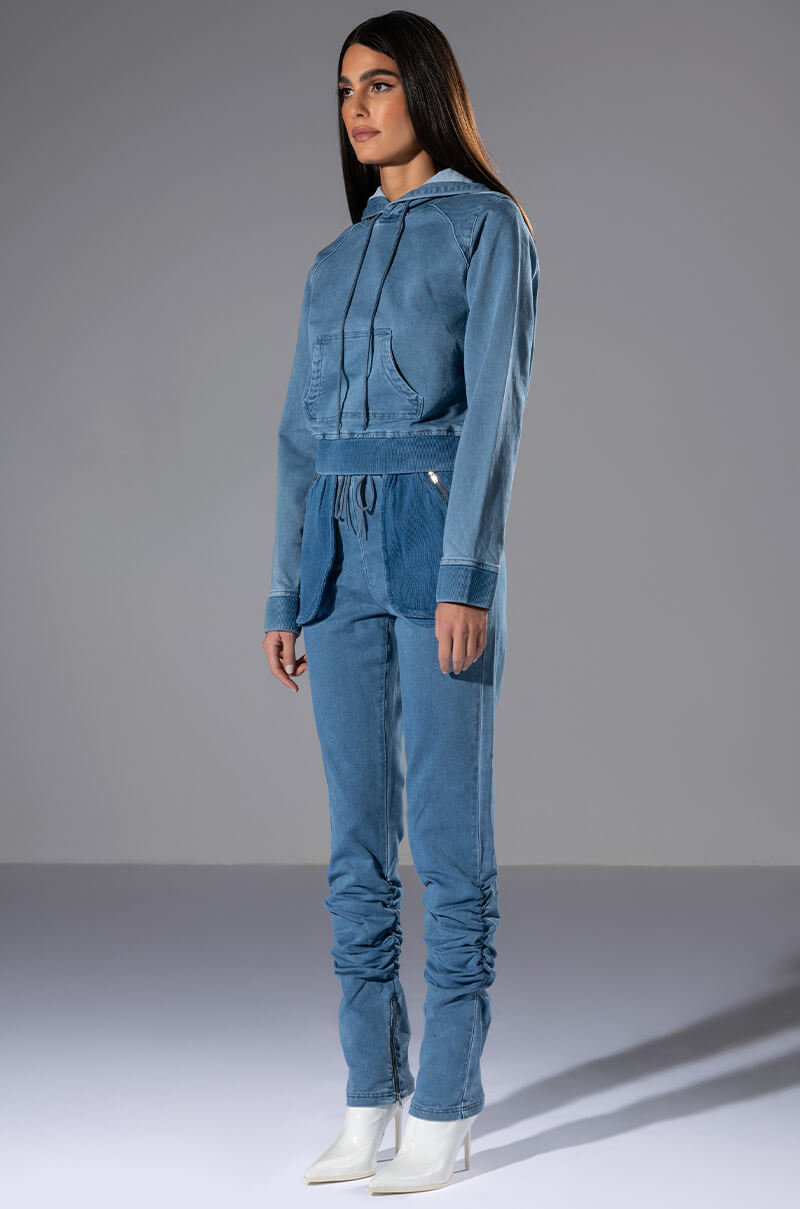 YOU OUGHTA KNOW DENIM HOODIE