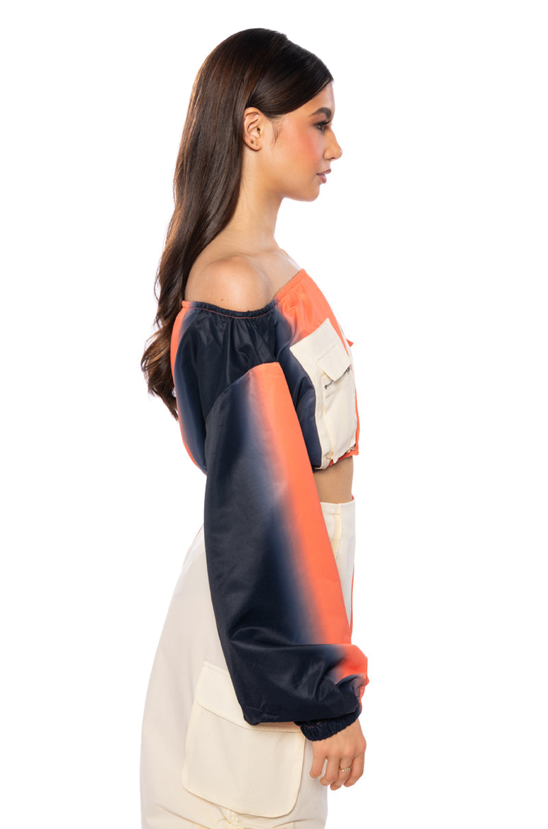 YOU WISH COLOR BLOCKED CARGO TOP