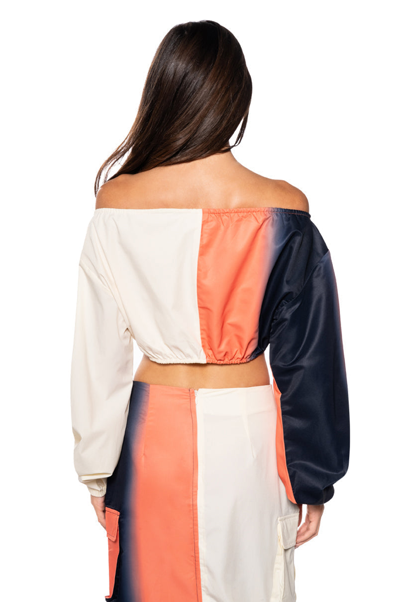 YOU WISH COLOR BLOCKED CARGO TOP
