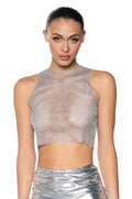 ZELDA RHINESTONE MESH SLEEVELESS TOP