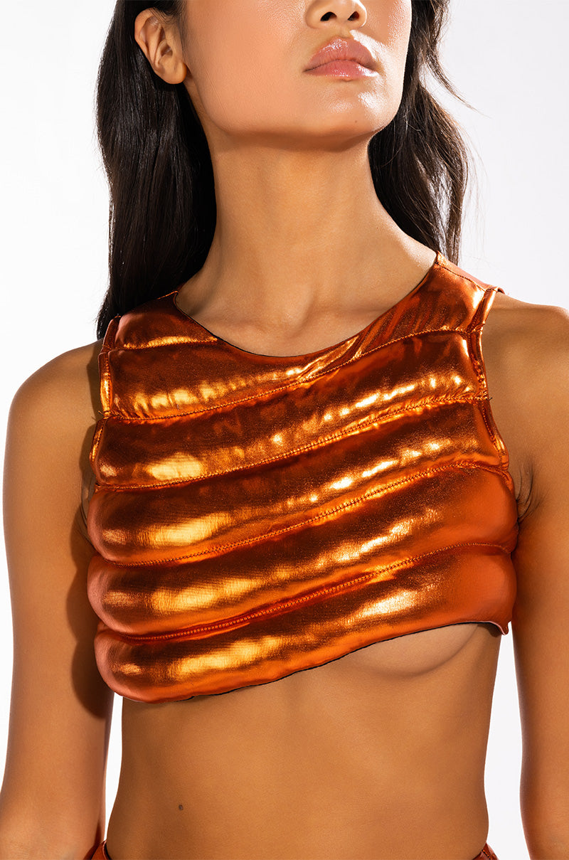 ZENON SLEEVELESS TEXTURED CROP TOP
