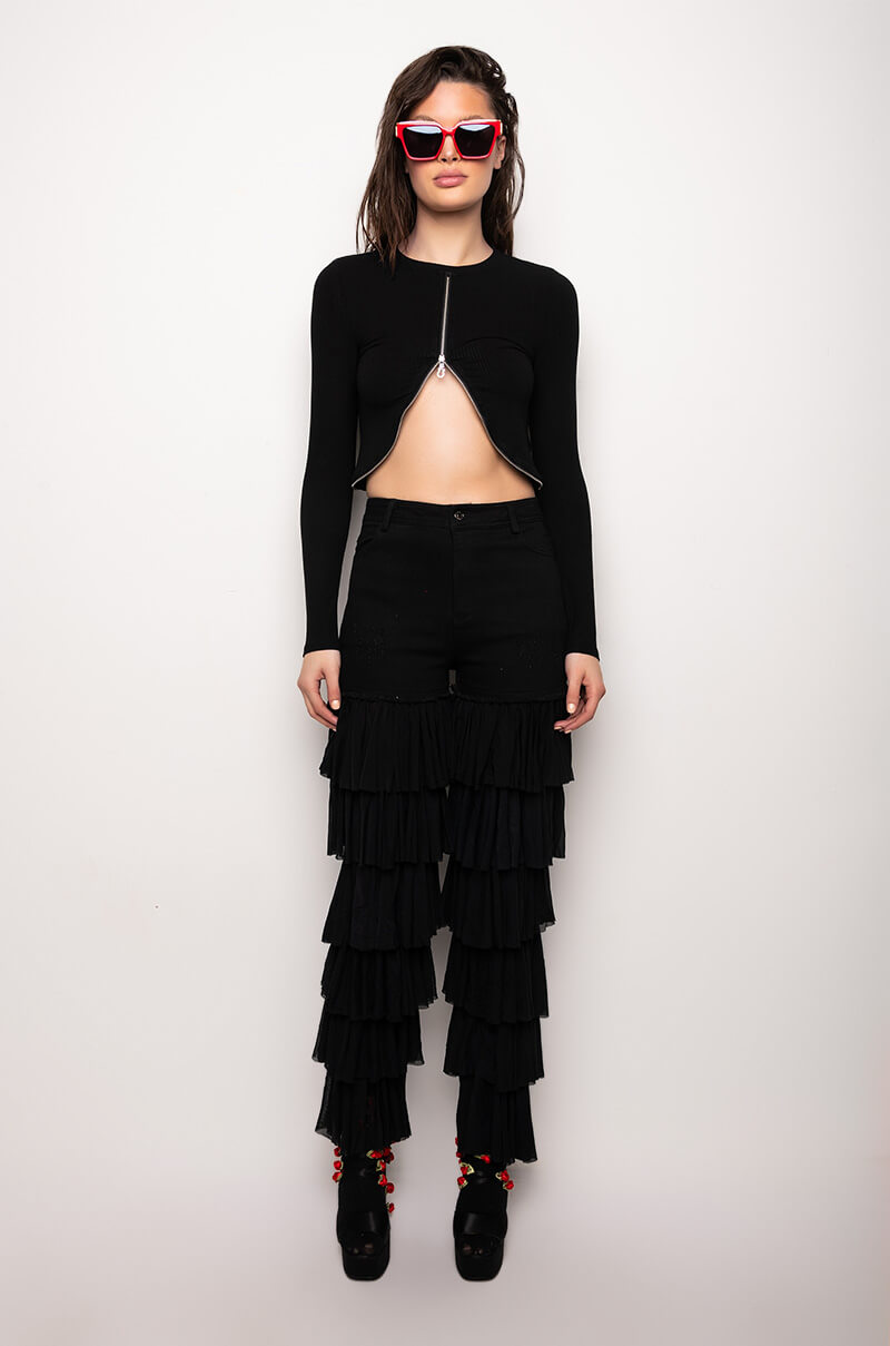 ZIP UP LONG SLEEVE TOP